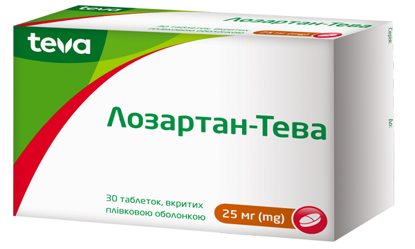 Лозартан-Тева таблетки по 25 мг, 30 шт.