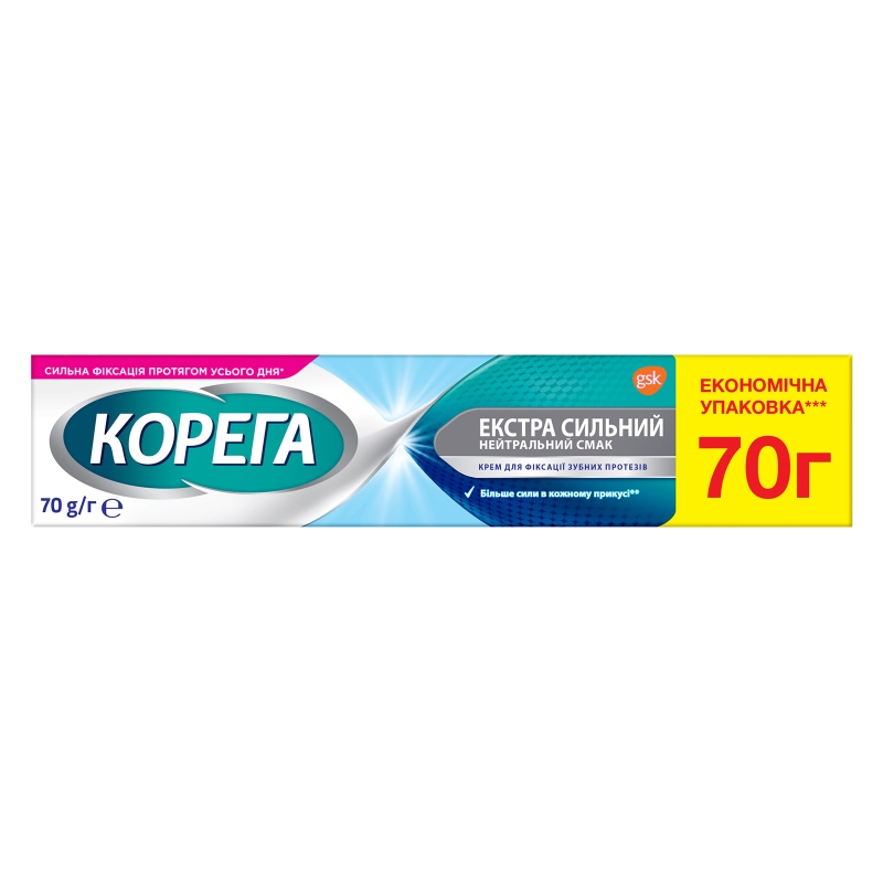 Корега Екстра Сильний крем д/фікс.зуб.протез.нейтральн.смак.70г