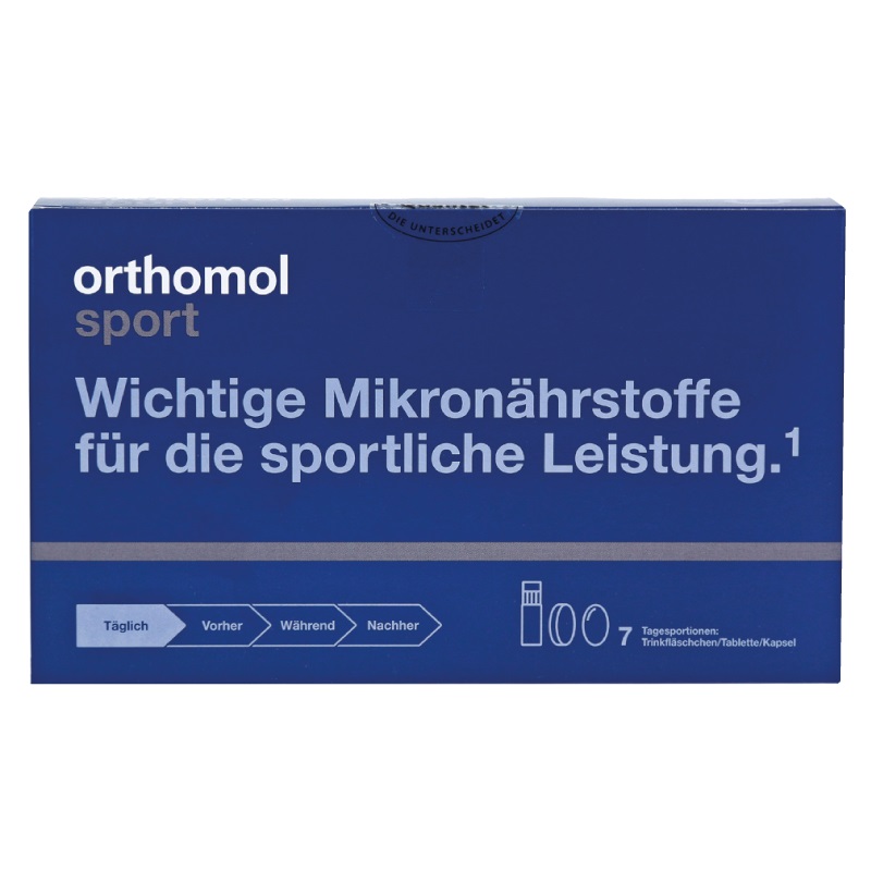 Orthomol Sport Омега-3 питьевая бутылочка + капсулы + таблетки с витаминами для спортсменов, 7 дней