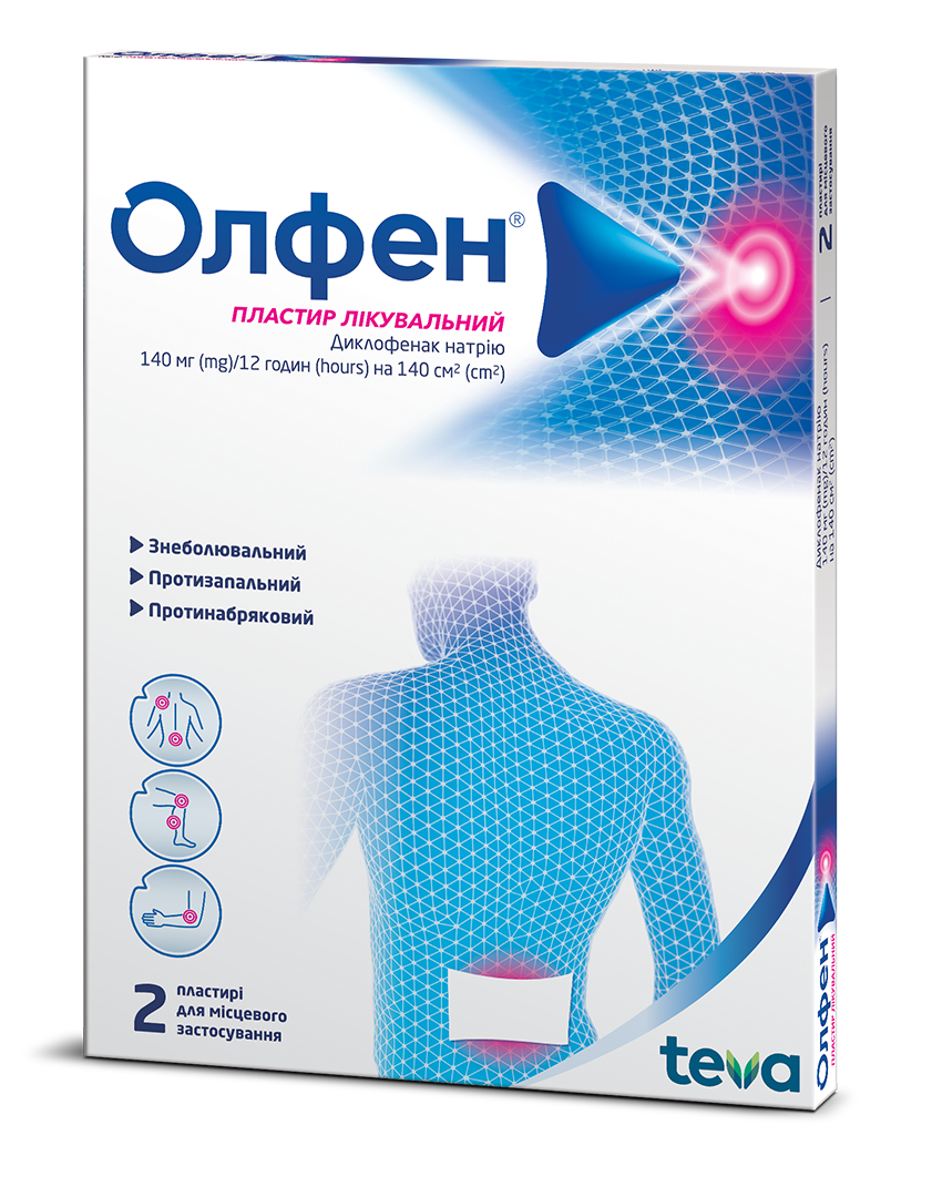 Олфен трансдермальний пластир, 140 мг, 2 шт.