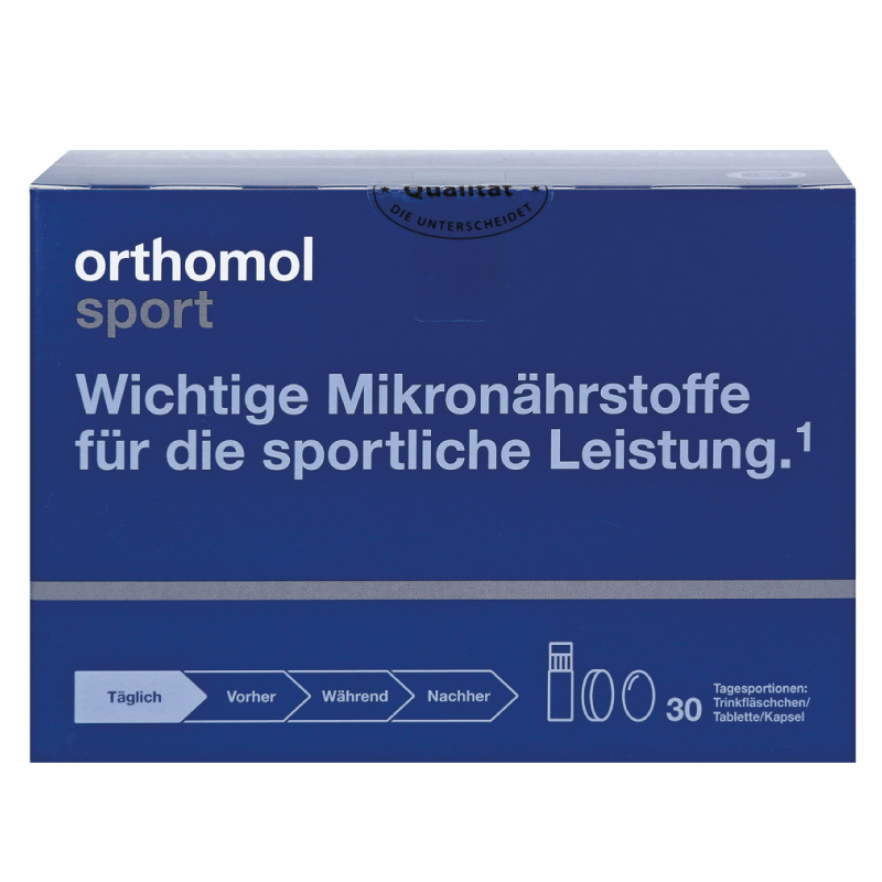 Orthomol Sport Омега-3 питьевая бутылочка + капсулы + таблетки с витаминами для спортсменов, 30 дней