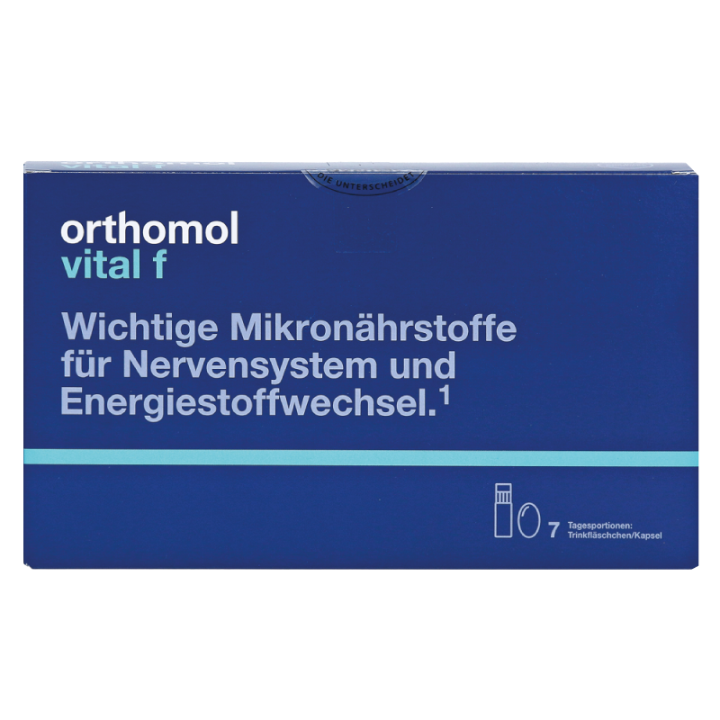 Orthomol Vital F питна бутилочка + капсули з вітамінами для жінок для захисту від стресу, 7 днів