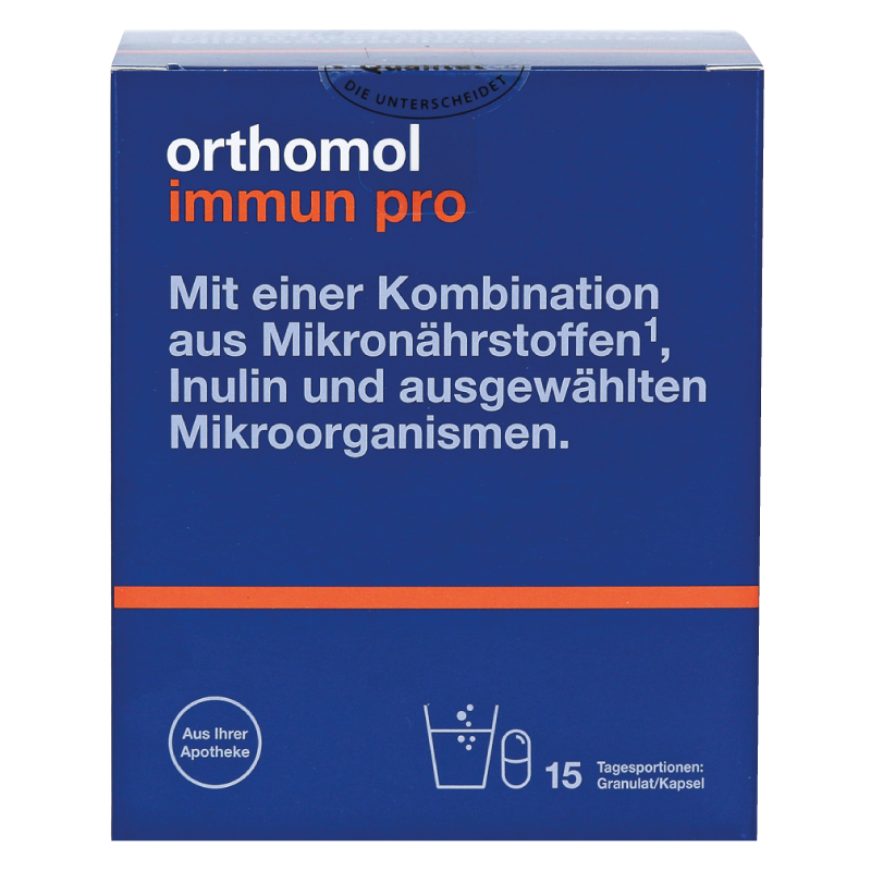 Orthomol Immun pro гранули + капсули для відновлення порушень кишкової мікрофлори та імунітету, 15 днів