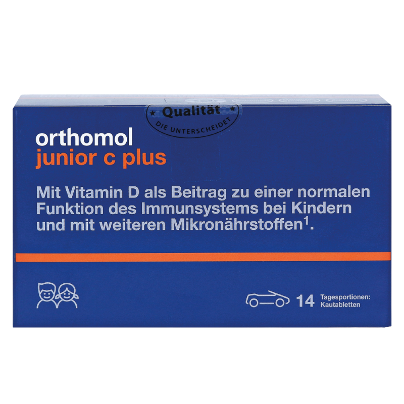 Orthomol Junior C plus жувальні машинки для імунітету дитини зі смаком лісових ягід та апельсина / мандарина, 14 днів