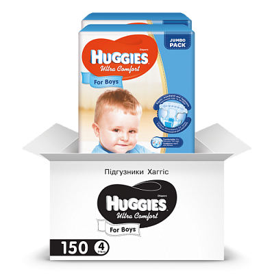 Купить Подгузники детские Huggies Ultra Comfort 4, 8-14 кг 150 шт для мальчиков в Украине: цена, инструкция, применение, отзывы