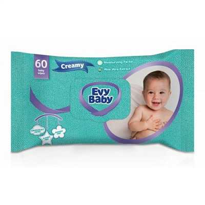 Купить Детские влажные салфетки Evy Baby Creamy с клапаном 60 шт в Украине: цена, инструкция, применение, отзывы