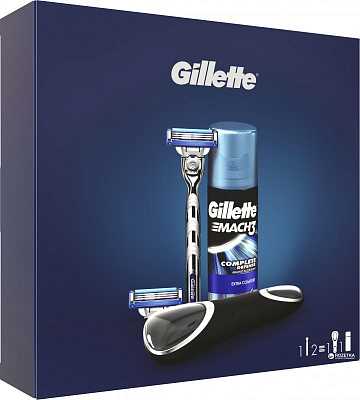 Купить Подарочный Набор Gillette Mach 3 Turbo: Мужская Бритва Mach3  Turbo + Гель для бритья Mach 3 Extra Comfort, 75 мл + Бальзам после бритья, 50мл + Дорожная косметичка в Украине: цена, инструкция, применение, отзывы