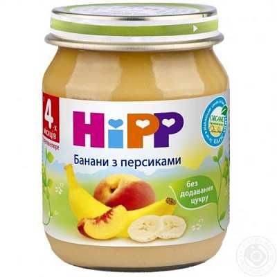Купить Фруктовое пюре HiPP Бананы с персиками с 4 месяцев 125 г в Украине: цена, инструкция, применение, отзывы