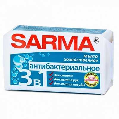 картинка Мыло хозяйственное Sarma антибактериальное 140 г купить, цена, отзывы от магазина Аптека24
