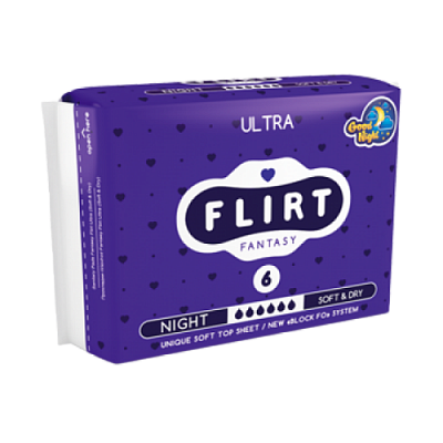 Купить Гигиенические прокладки FLIRT Ultra Night Soft &amp; Dry 6 шт в Украине: цена, инструкция, применение, отзывы