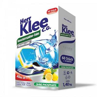 картинка Таблетки для посудомоечной машины Herr КLEE Silver Line 60 + 10 шт. от магазина Аптека24