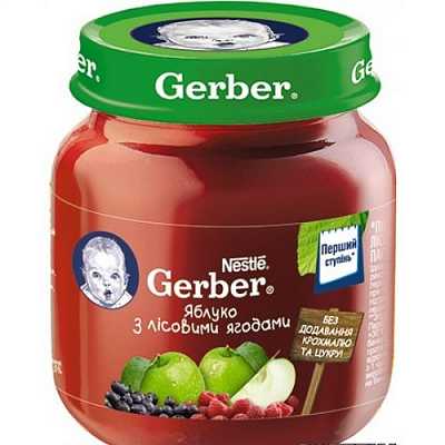 Купить Фруктовое пюре Gerber Яблоко с лесными ягодами с 6 месяцев 130 г в Украине: цена, инструкция, применение, отзывы