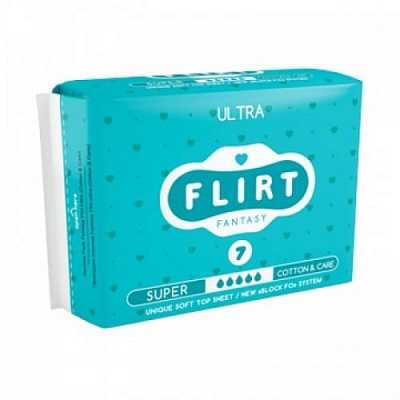 Купить Гигиенические прокладки FLIRT Ultra Super Cotton &amp; Care 7 шт в Украине: цена, инструкция, применение, отзывы