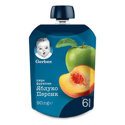 Купить Прайс Пюре Гербер яблоко- персик Пауч 90г в Украине: цена, инструкция, применение, отзывы