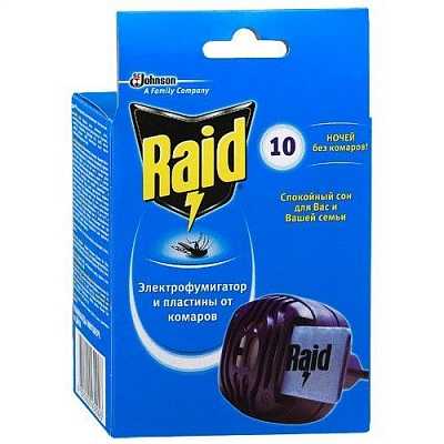 картинка Электрофумигатор с пластинами от комаров Raid 10 ночей от магазина Аптека24