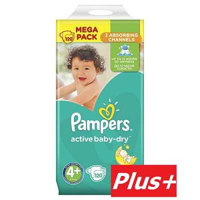 Купить Подгузники детские Pampers Active Baby Maxi Plus 4+, 9-16кг 120 шт.Mega Pack в Украине: цена, инструкция, применение, отзывы