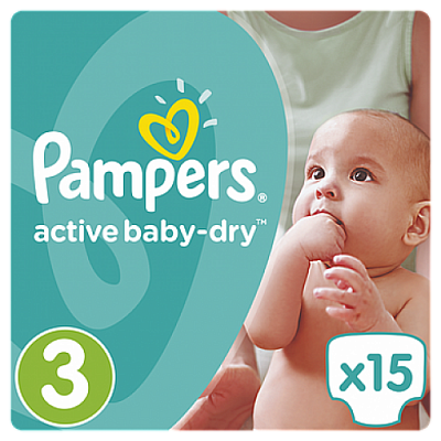Купить Подгузники Pampers Active Baby-Dry Размер 3 (Midi) 5-9 кг, 15шт в Украине: цена, инструкция, применение, отзывы