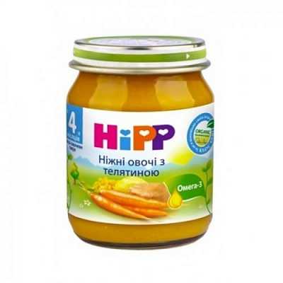 Купить Овоще-мясное пюре HiPP Нежные овощи с телятиной с 4 месяцев 125 г в Украине: цена, инструкция, применение, отзывы