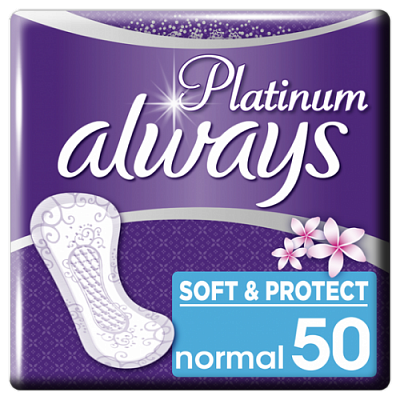 Купить Ежедневные прокладки Always Platinum Soft &amp; Protect Deo Normal 2 мм 50 шт в Украине: цена, инструкция, применение, отзывы