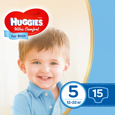 Купить Подгузники детские Huggies Ultra Comfort 5, 12-22 кг 15 шт для мальчиков в Украине: цена, инструкция, применение, отзывы