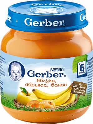 Купить Nestle Гербер пюре  130 г яблоко абрикос банан в Украине: цена, инструкция, применение, отзывы
