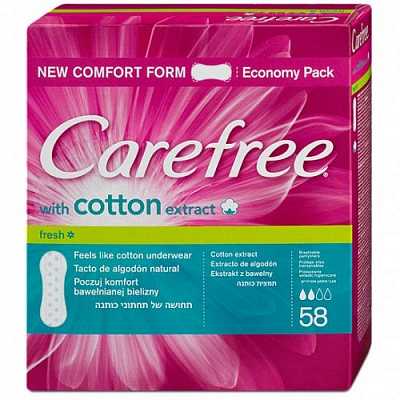 Купить Ежедневные гигиенические прокладки Carefree with Cotton extract 58 шт в Украине: цена, инструкция, применение, отзывы