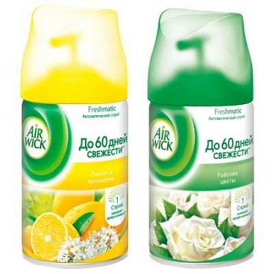 картинка Освежитель воздуха Air Wick Freshmatic сменный Лимон и женьшень 250 мл + Райские цветы 250 мл от магазина Аптека24
