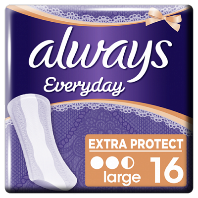 Купить Ежедневные прокладки Always Everyday Extra Protect Large 3 мм 16 шт в Украине: цена, инструкция, применение, отзывы