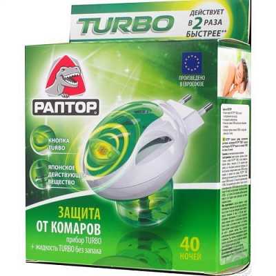 картинка Комплект от комаров Раптор Turbo с жидкостью на 40 ночей от магазина Аптека24