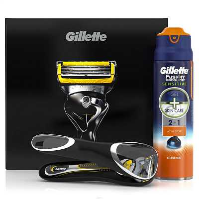 Купить Подарочный Набор Gillette Fusion Pro Shield: Мужская Бритва Fusion Pro Shield + Гель для бритья Fusion Pro Glide Sensitive Active Sport, 170мл + Чехол для бритвы в Украине: цена, инструкция, применение, отзывы