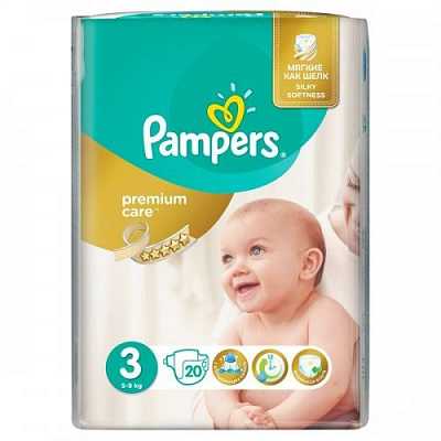 Купить Подгузники Pampers Premium Care Размер 3 (Midi) 5-9 кг, 20 шт в Украине: цена, инструкция, применение, отзывы