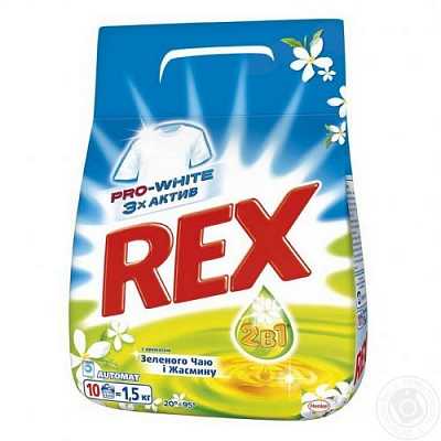 картинка Стиральный порошок Rex автомат 1,5 кг зеленый чай и жасмин от магазина Аптека24