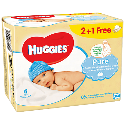 Купить Салфетки влажные Huggies Ultra Comfort Pure 2+1 (56 х 3 шт) в Украине: цена, инструкция, применение, отзывы