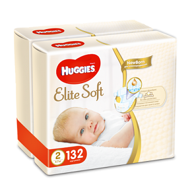 Купить Подгузники детские Huggies Elite Soft 2, 4-7 кг 132 шт в Украине: цена, инструкция, применение, отзывы