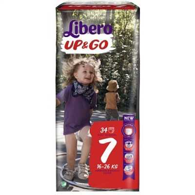 Купить Подгузники-трусики Libero Up&amp;Go 7 (16-26 кг) 34 шт. в Украине: цена, инструкция, применение, отзывы