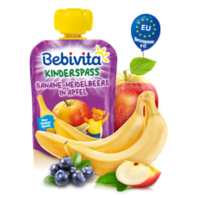 Купить Фруктовое пюре Bebivita Яблоко-банан-черника с 12 месяцев 90 г в Украине: цена, инструкция, применение, отзывы