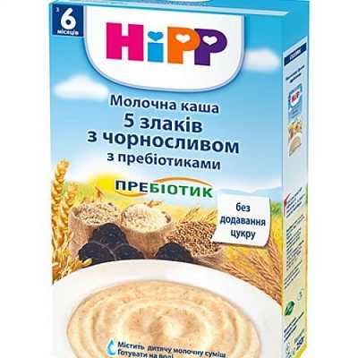 Купить Молочная каша HiPP 5 злаков с черносливом с пребиотиками 250 г в Украине: цена, инструкция, применение, отзывы