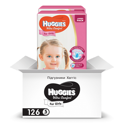 Купить Подгузники детские Huggies Ultra Comfort 5, 12-22 кг 126 шт для девочек в Украине: цена, инструкция, применение, отзывы