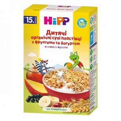 Купить HiPP Детские органические сухие хлопья с фруктами и йогуртом с 15-ти месяцев 200 г в Украине: цена, инструкция, применение, отзывы