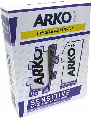 Купить Подарочный набор Аrko мужской Sensitive. Пена для бритья Аrko Sensitive 200 мл + Лосьйон после бритья Аrko Sensitive 100 мл в Украине: цена, инструкция, применение, отзывы