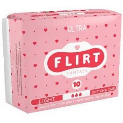 Купить Гигиенические прокладки FLIRT Ultra Light Cotton &amp; Care 10 шт в Украине: цена, инструкция, применение, отзывы