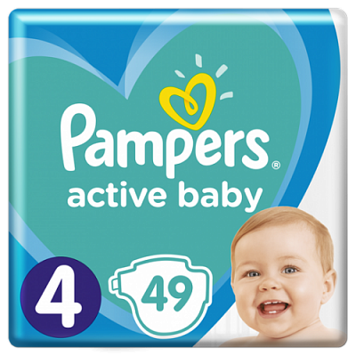 Купить Подгузники Pampers Active Baby-Dry Размер 4 (Maxi) 8-14 кг, 49 подгузников в Украине: цена, инструкция, применение, отзывы